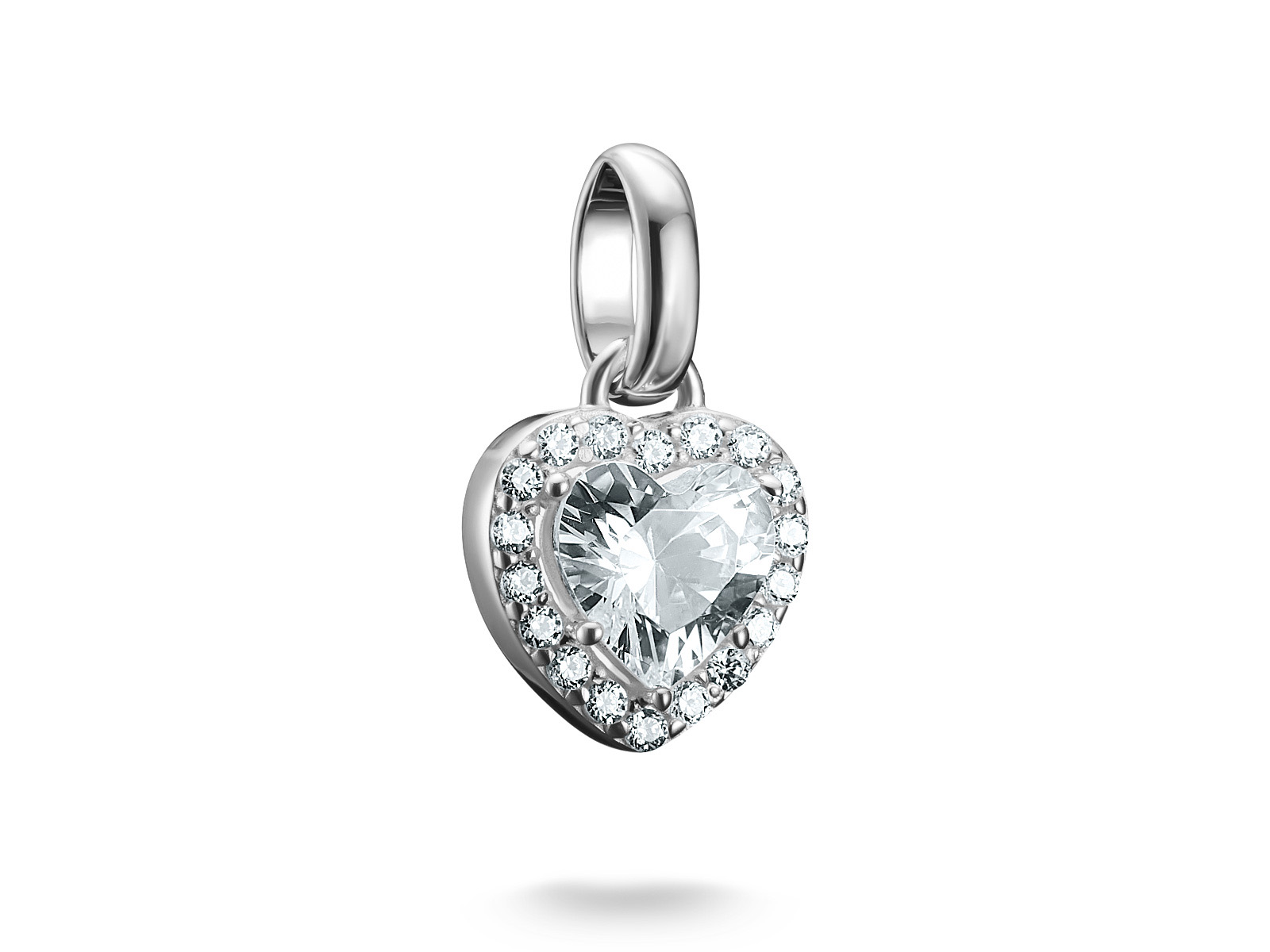Ein funkelndes Herz aus Silber, umgeben von Zirkonia-Steinen, stellt den Charm Thomas Sabo Connect CC1278-051-14 dar. Ideal für den Charm Club CONNECT.