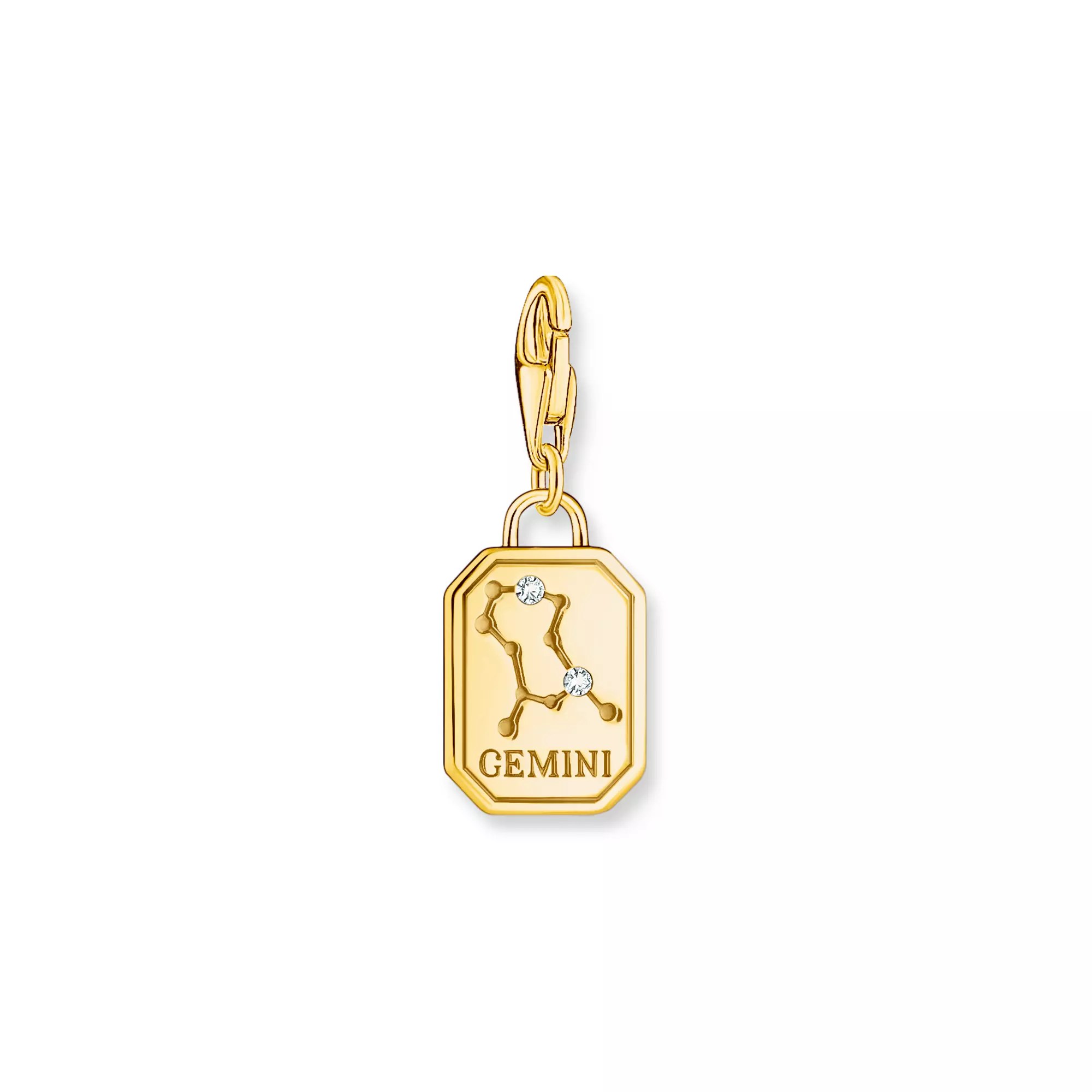 Thomas Sabo Charm-Anhänger - Sternzeichen Zwilling - Silber Gelbgold verg. & Zirkonia – Ansicht 2