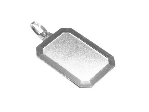 Gravurplatte blanko -925 Sterling Silber Anhänger 22mm, Hersteller Juwelier Harnisch, schlichtes Design mit rechteckiger Form und leicht abgeschrägten Kanten.