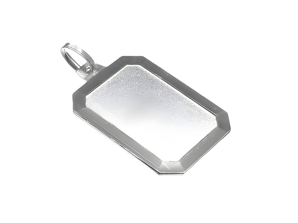 Gravurplatte blanko -925 Sterling Silber Anhänger 22mm, Hersteller Juwelier Harnisch, schlichtes Design mit rechteckiger Form und leicht abgeschrägten Kanten.