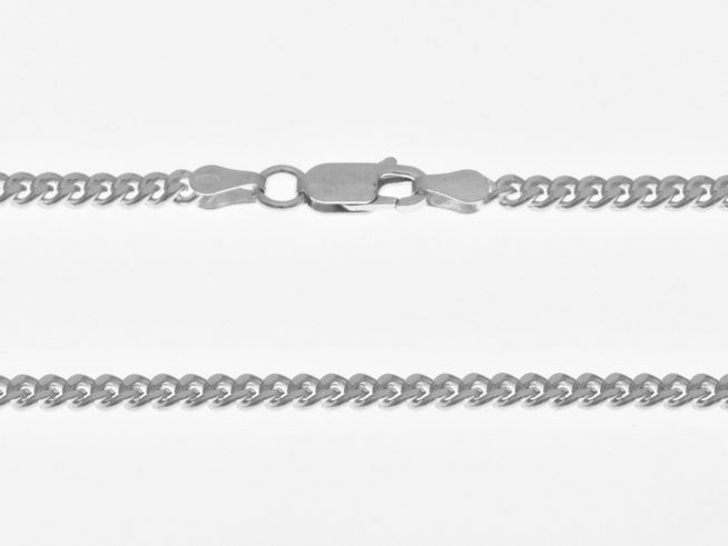 Silberkette aus Sterling Silber in Panzerkette-Optik, 3,6 x 1,7 mm, 45 cm lang, Hersteller Juwelier Harnisch, Stärke ab 2,2 mm, mit praktischem Karabinerverschluss.