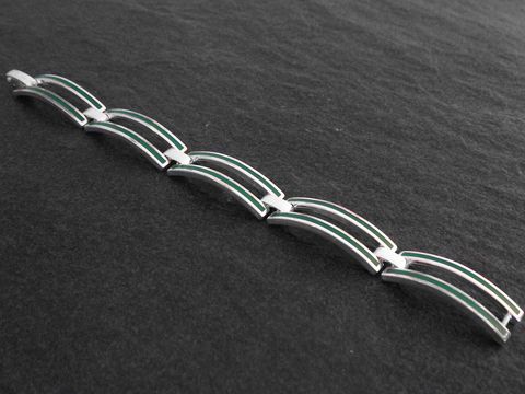 Silberarmband zeitlos 18,5cm Design mit grünem Achat Lack, Hersteller Juwelier Harnisch, elegant und modern, verziert mit edelsteinen. Ideal für jeden Anlass.