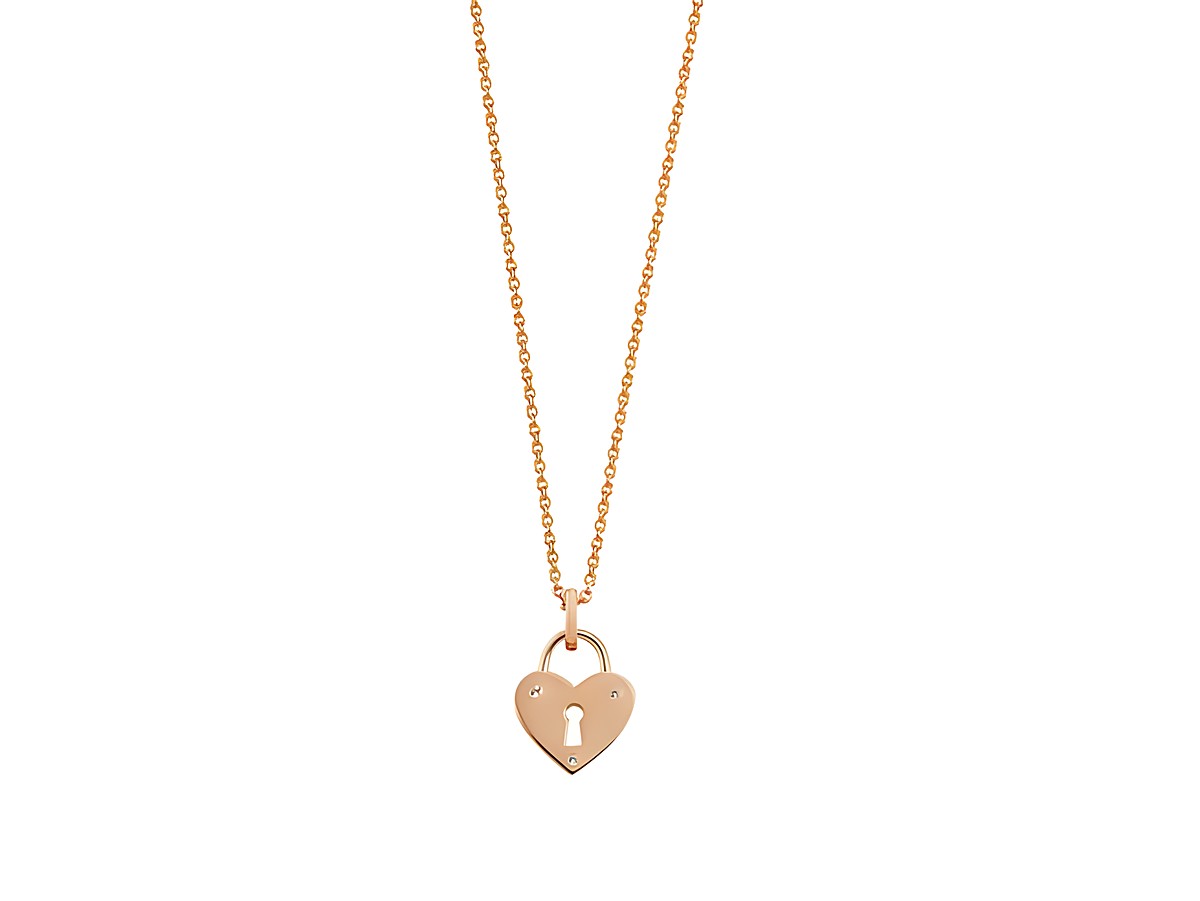 Xenox Sterling Silber Kette XS3613R in Roségold mit einer Karreekette und Herz-Anhänger, ideal für die LOVE STORY Kollektion, Länge 40-45 cm.