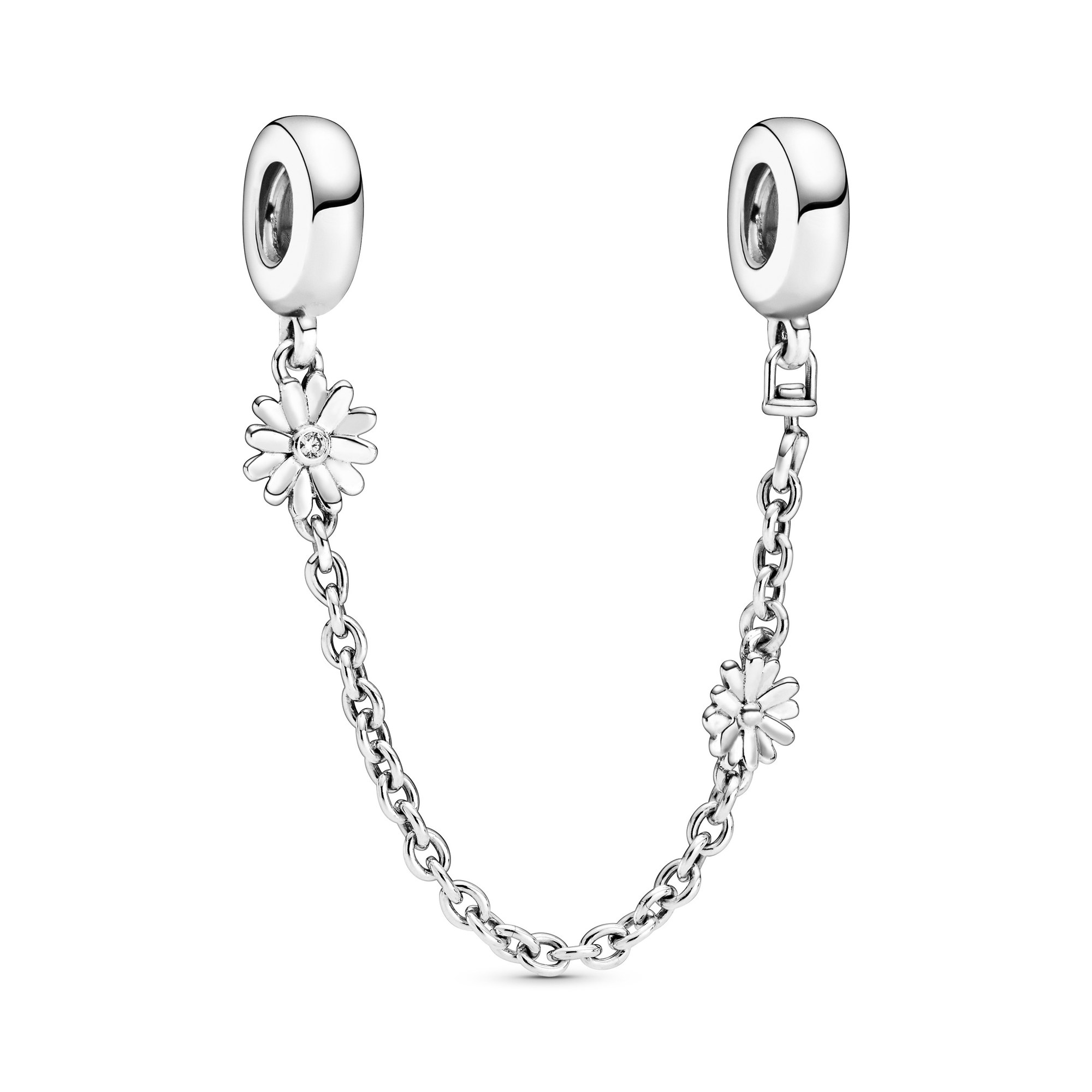 Pandora Silber - Sicherheitskettchen - Blümchen - Zirkonia - 50 mm - 5 cm
