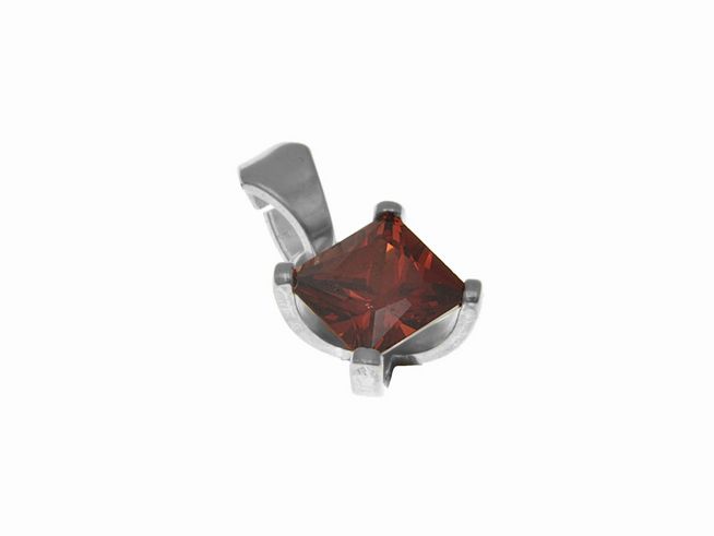 Eleganter Anhänger aus Sterling Silber mit quadratischem Zirkonia, poliert und zierlich, Größe 9 mm, Hersteller Juwelier Harnisch.