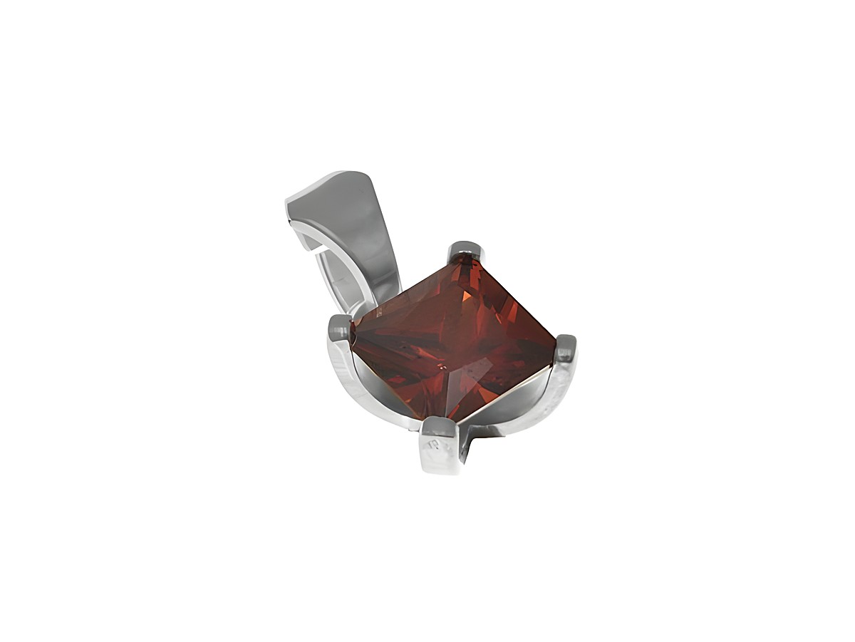 Eleganter Anhänger aus Sterling Silber mit quadratischem Zirkonia, poliert und zierlich, Größe 9 mm, Hersteller Juwelier Harnisch.