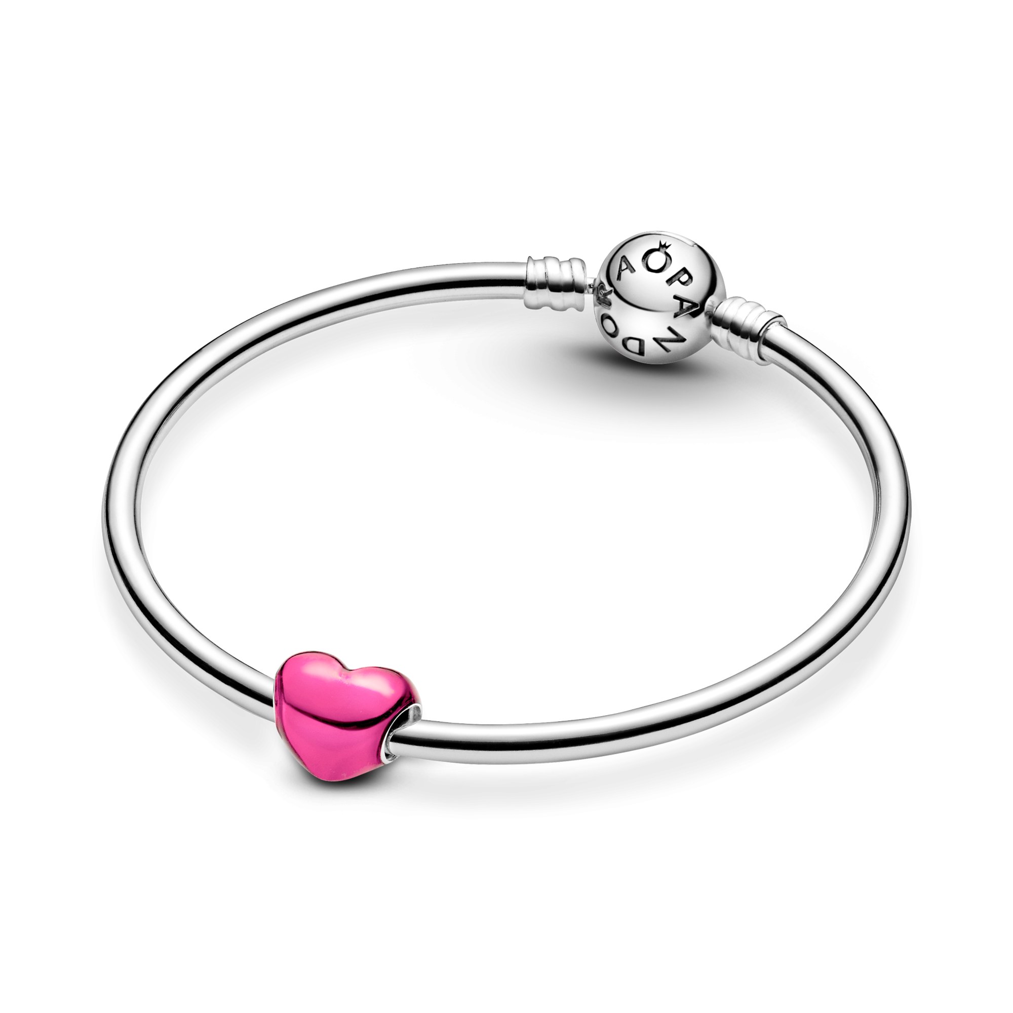 Pandora Metallic Herz Charm ROSA - Silber & Emaille – Ansicht 2