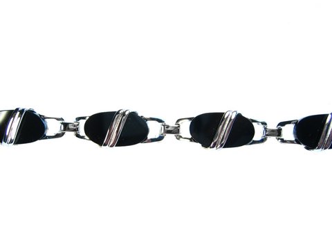 32313-0 Silber Armband 19cm x 11mm aus Echt Onyx, mit eleganten Designelementen, Hersteller Juwelier Harnisch, neu und hochwertig verarbeitet. Ideal für stilvolle Anlässe.