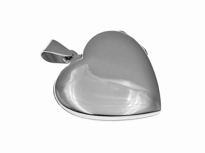 Medaillon Herz flach in Silber, klassisches Design, Hersteller Juwelier Harnisch, ideal als Schmuckstück oder Geschenk für besondere Anlässe.