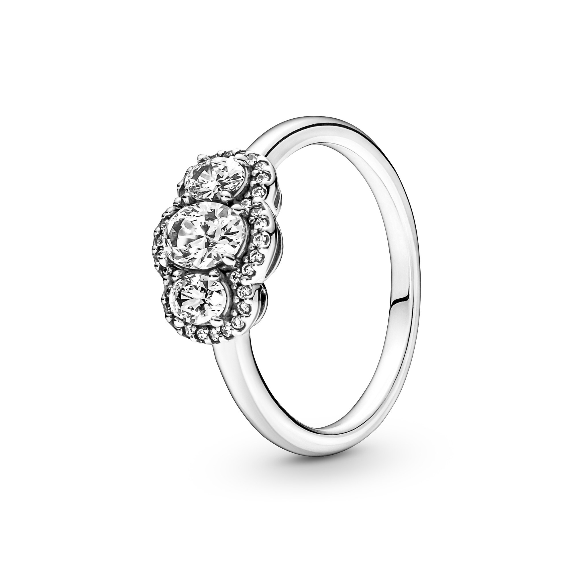 Pandora Ring - Vintage mit drei Steinen - Sterling Silber - Zirkonia - klar