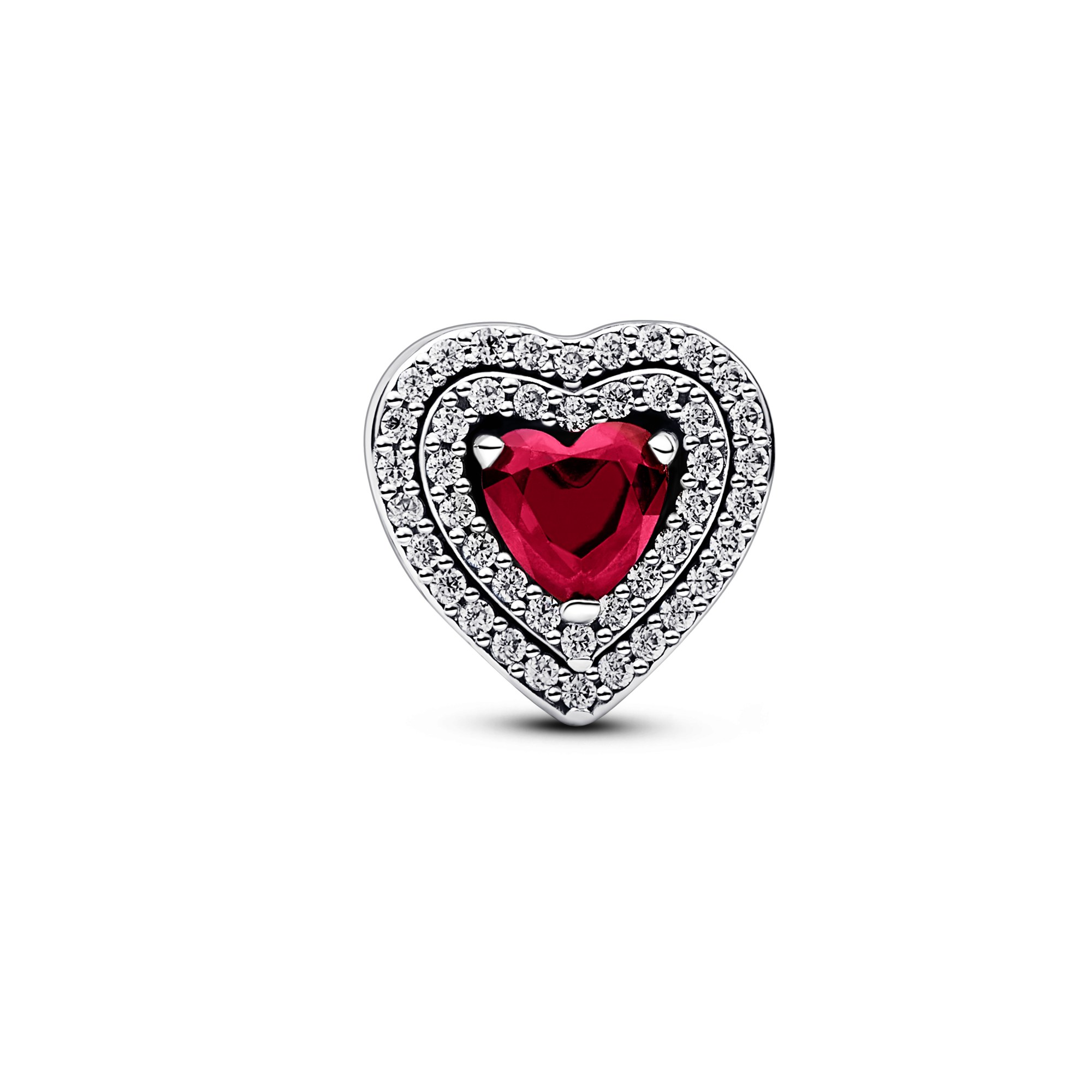 Pandora Charm - Sparkling Red Leveled Heart - Silber - Steinmix Rot – Ansicht 3