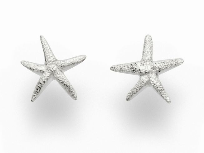 DUR Schmuck O5152 Sterling Silber Ohrringe Ohrstecker in Form eines gefrosteten kleinen Seesterns, ideal für einen eleganten und maritimen Look.