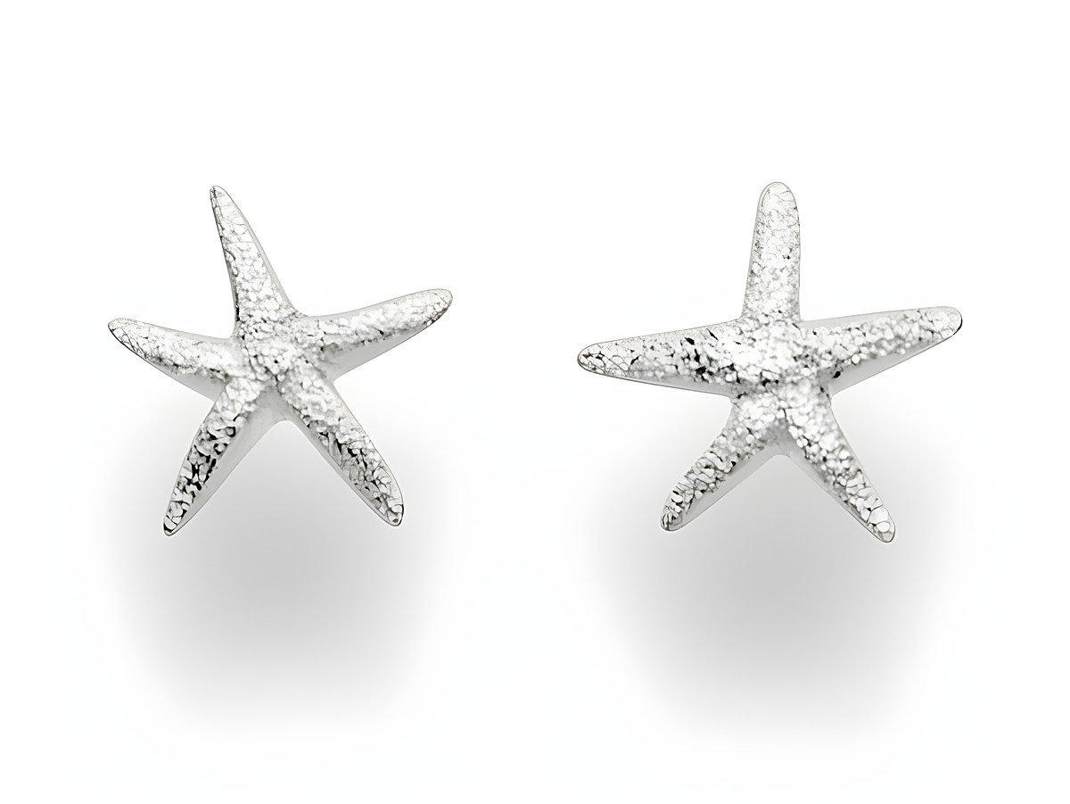 DUR Schmuck O5152 Sterling Silber Ohrringe Ohrstecker in Form eines gefrosteten kleinen Seesterns, ideal für einen eleganten und maritimen Look.