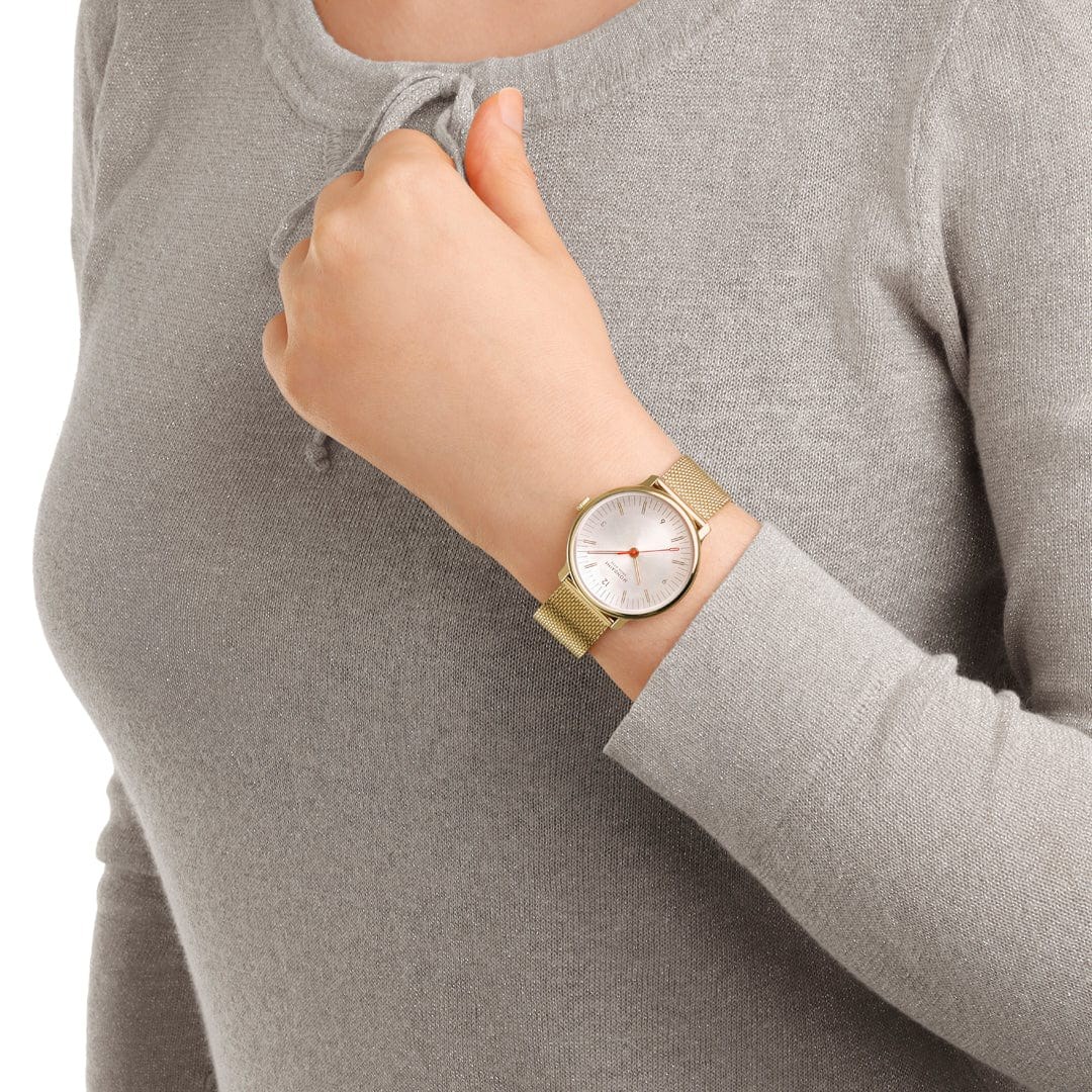 Mondaine Uhr - Doppio - Gelb vergoldet - 33 mm – Ansicht 2