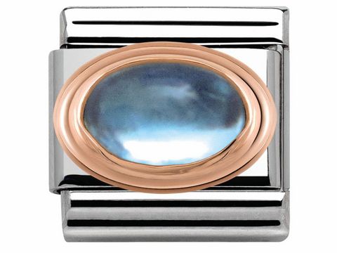 Nomination Classic Roségold 430502 mit Halbedelstein light blue topaz, elegante Form und strahlende Farben, ideal für modische Akzente im Schmuckdesign.