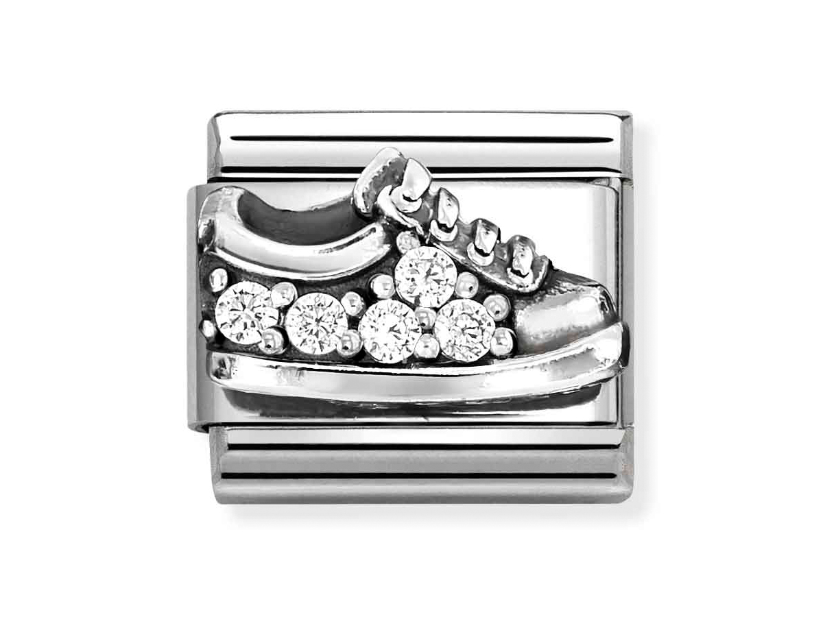 Nomination 330327 17 - CLASSIC Symbol aus Sterling Silber oxidiert - Zirkonia - Sneaker - Weiß