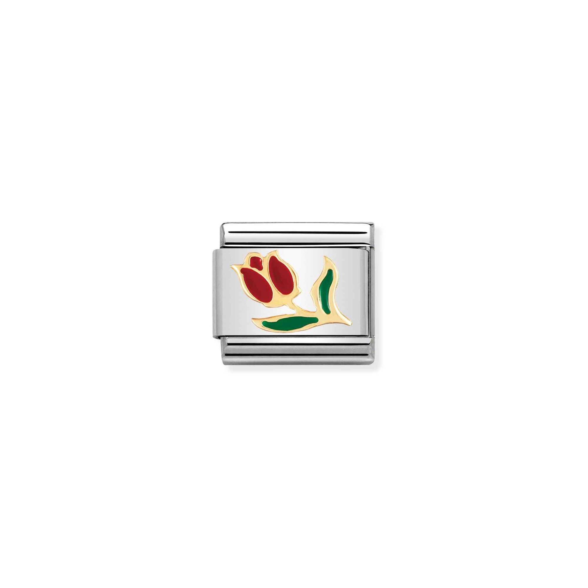 Nomination Composable Classic Charm Tulpe rot - Edelstahl, Gold 750 Gelbgold, Emaille