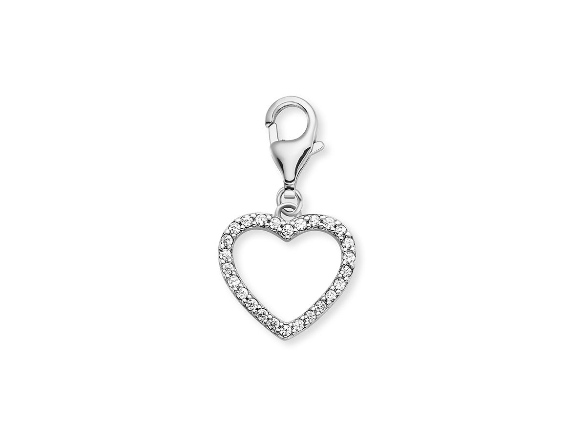 Engelsrufer ERC-HEARTSHINY-ZI Charm Herz mit Zirkonia - Silber rhod. Engelsrufer ERC-HEARTSHINY-ZI Charm in Herzform aus Silber mit rhodiniertem Finish und Zirkonia-Besatz, ideal für Schmuckliebhaber. Der Anhänger hat einen praktischen Karabinerhaken.