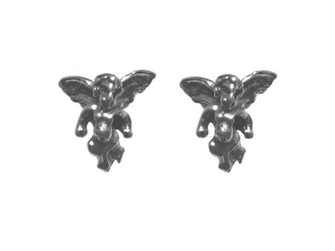 Sterling Silber Ohrstecker in Engel-Design ohne Stein vom Hersteller Juwelier Harnisch, filigrane Ausführung mit detailreicher Gestaltung der Engel.