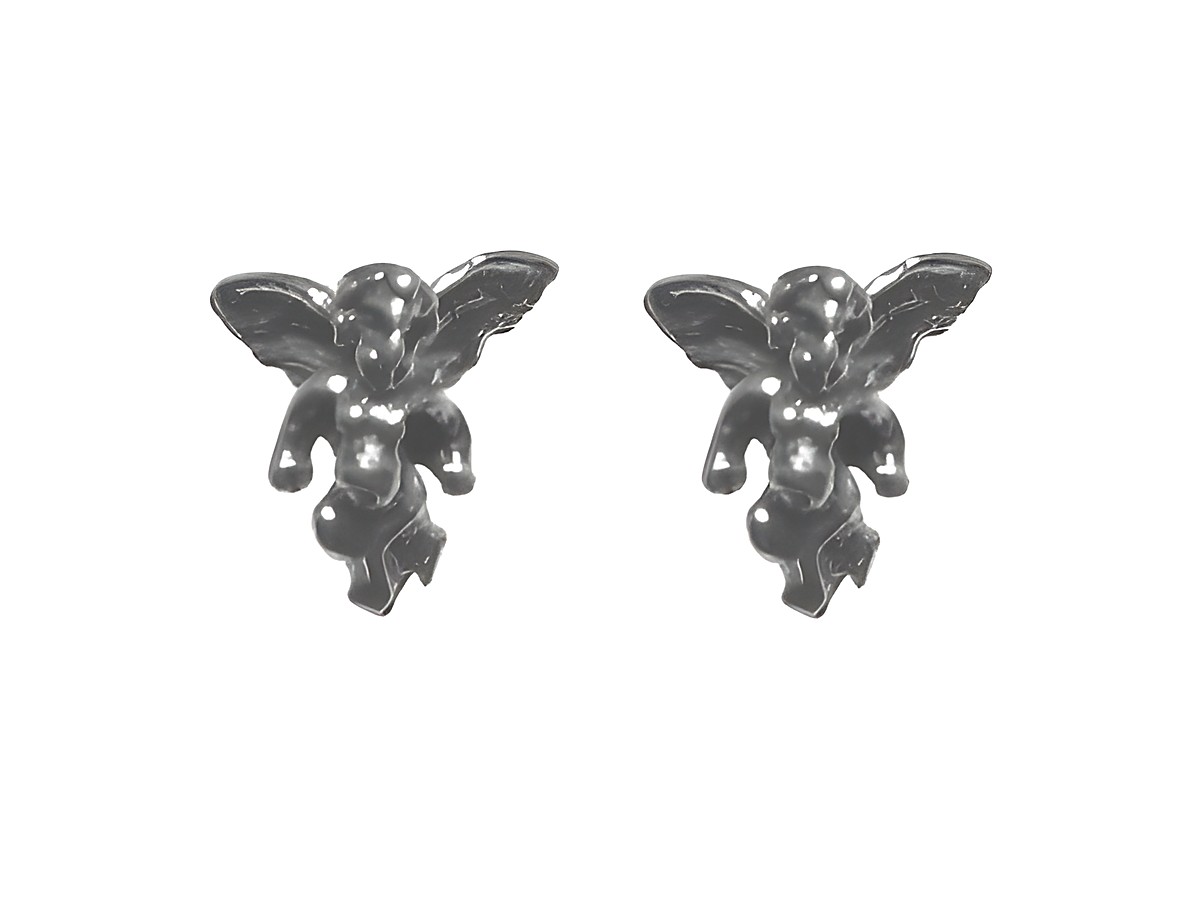 Sterling Silber Ohrstecker in Engel-Design ohne Stein vom Hersteller Juwelier Harnisch, filigrane Ausführung mit detailreicher Gestaltung der Engel.