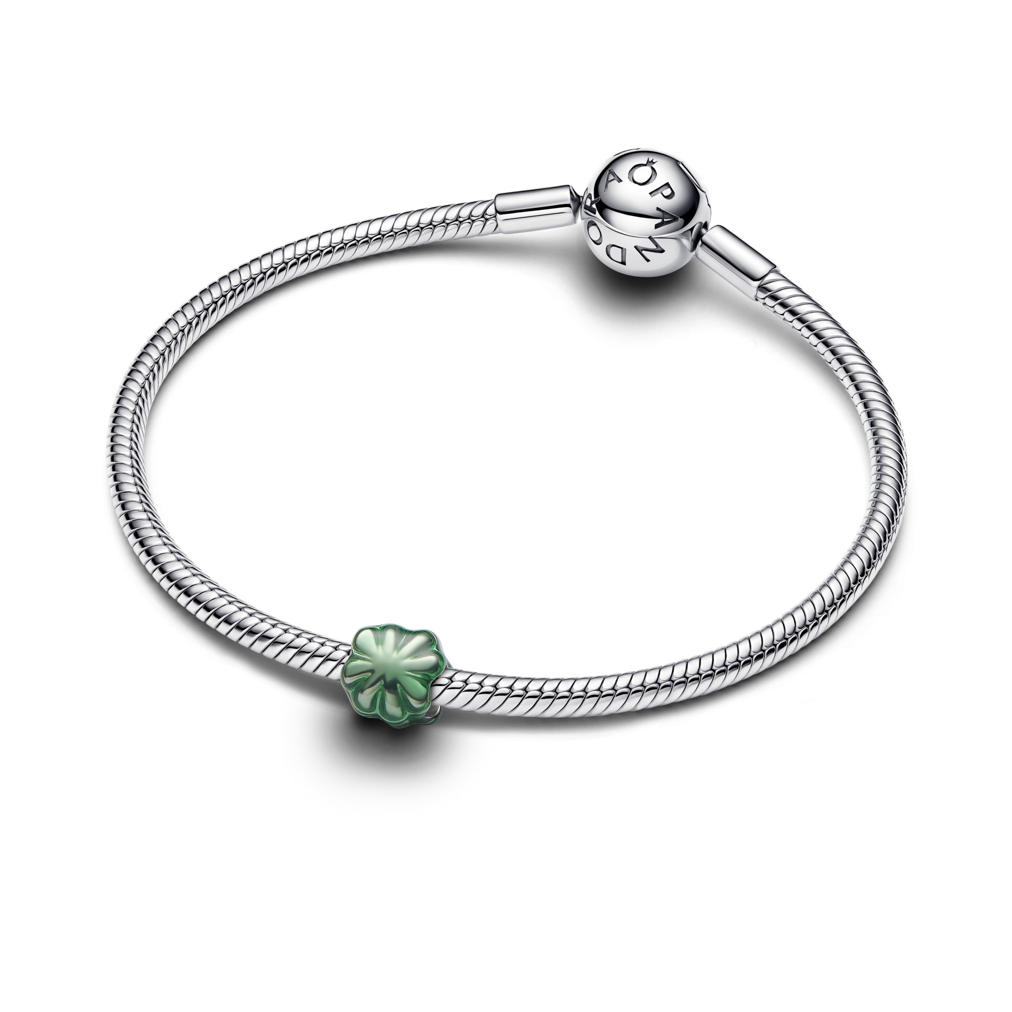 Pandora Grünes Kleeblatt Mini-Charm - Sterling Silber - Emaille Grün – Ansicht 3