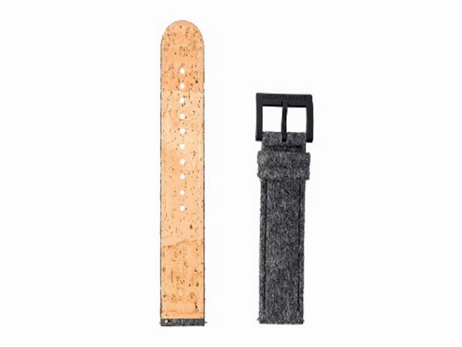 Korkarmband für Mondaine Uhren in Grau, aus recyceltem Kunststoff und Kork, 20 mm breit, langlebig und umweltfreundlich, idealer Ersatz für Ihre Uhr.