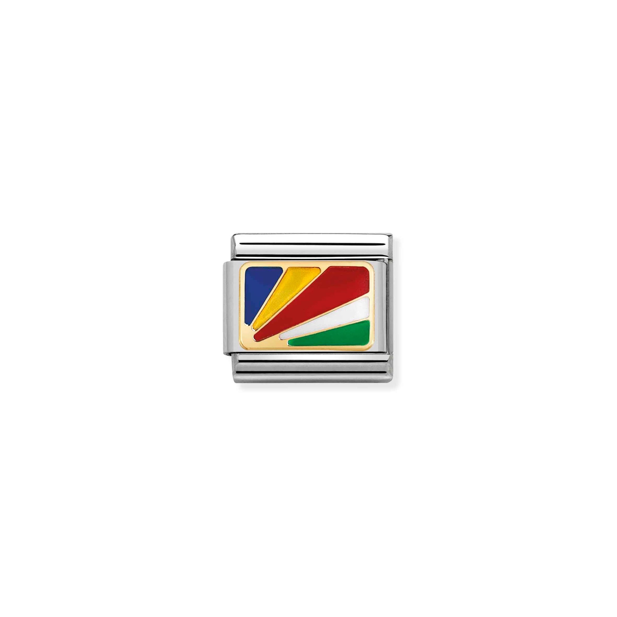Nomination Composable Classic Charm Flagge Seychellen - Edelstahl, Gold 750, Emaille