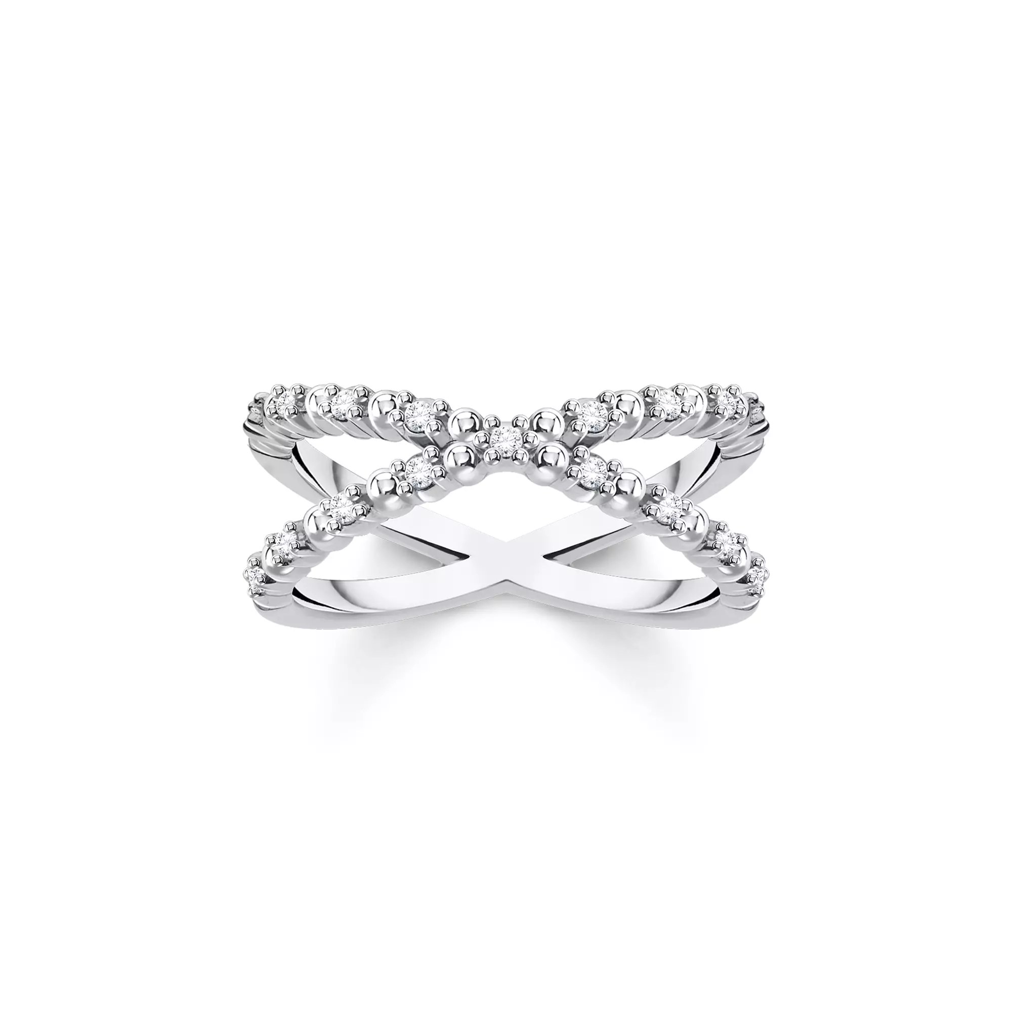 Thomas Sabo Ring Kugeln mit weißen Steinen silber – Zirkonia