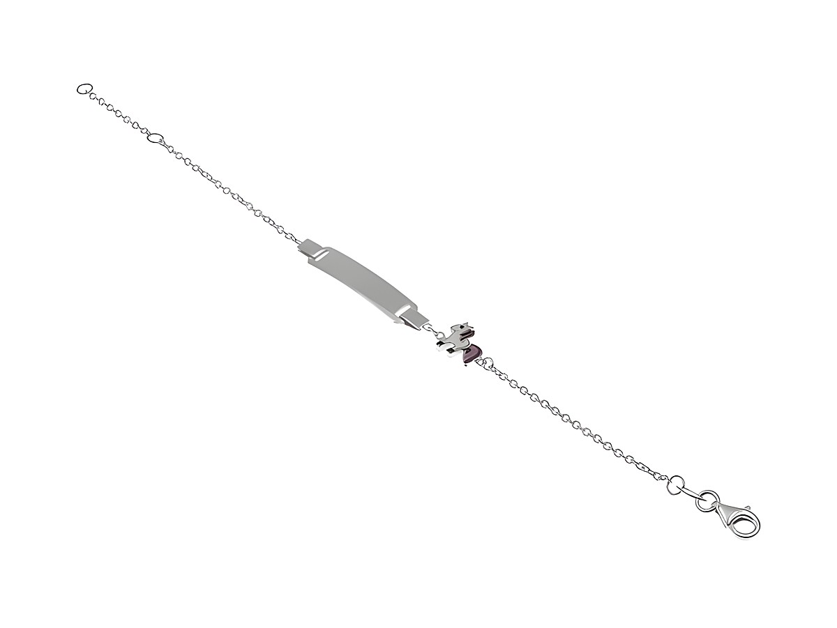 Gravurarmband aus rhodiniertem Sterling Silber mit Einhornmotiv, gravierbar, für Kinder in den Längen 14 cm und 16 cm, Hersteller Juwelier Harnisch.
