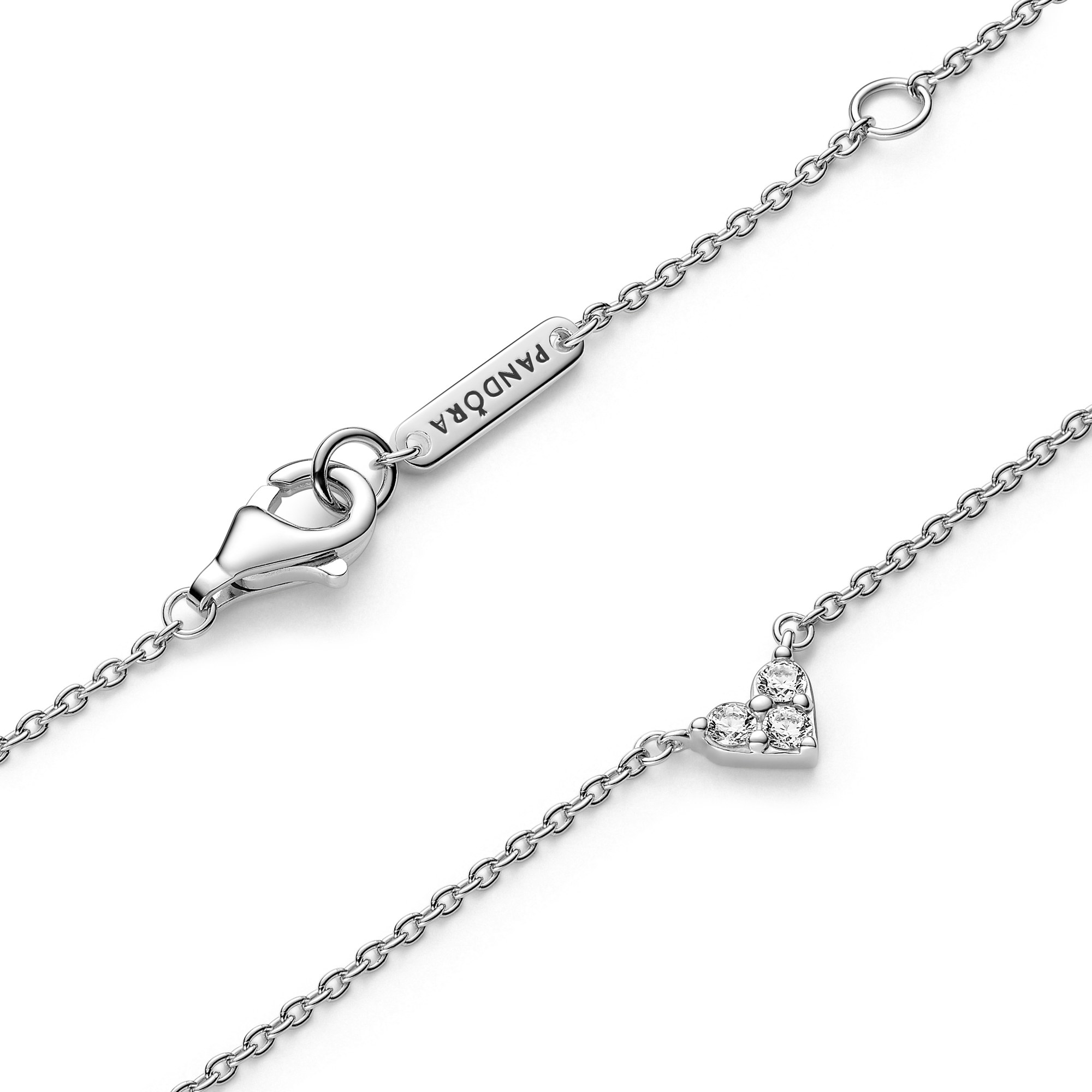 Pandora Drei Sterne Herz Collier-Halskette - Sterling Silber - Zirkonia - 45 cm Ansicht 3 – Ansicht 3