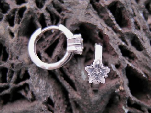 36548-0 Ohrringe Stern aus Sterling Silber mit traumhaften Zirkonia, 17 mm, Hersteller Juwelier Harnisch, bis 25 mm, elegant und funkelnd, ideal für diverse Anlässe.