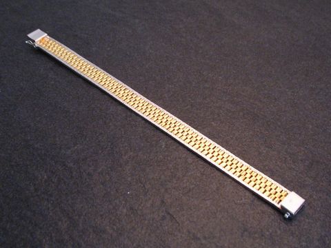 Silberarmband Retro 19,5 cm Design teilvergoldet von Juwelier Harnisch, elegantes und modernes Schmuckstück mit feinem vergoldetem Muster, ideal für stilvolle Anlässe.