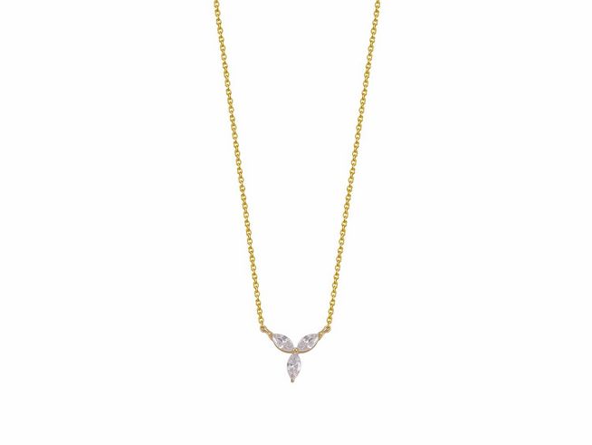 27001385-0 Xenox Sterling Silber Kette XS6070G von 40-45 cm mit FANCY CUT in Gelbgold vergoldeter Karreekette, ausgefallenes und elegantes Design mit strahlenden Elementen.