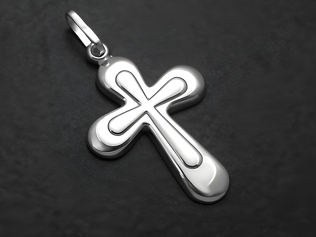 Kreuz aus teilmattiertem Sterling Silber, modischer Anhänger vom Hersteller Juwelier Harnisch, schlicht und elegant gestaltet. Ideal für jeden Anlass.