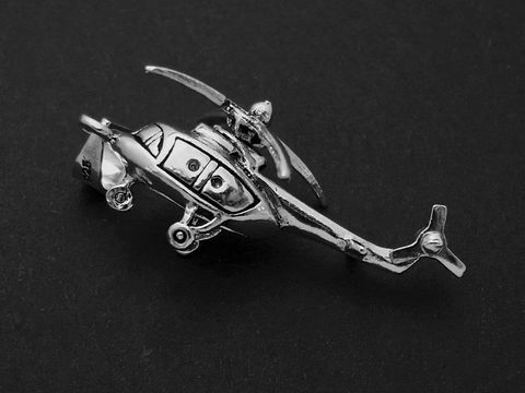 Silber Anhänger in Form eines beweglichen Hubschraubers, charmant gestaltet, Hersteller Juwelier Harnisch, ideal für sportliche Aktivitäten.