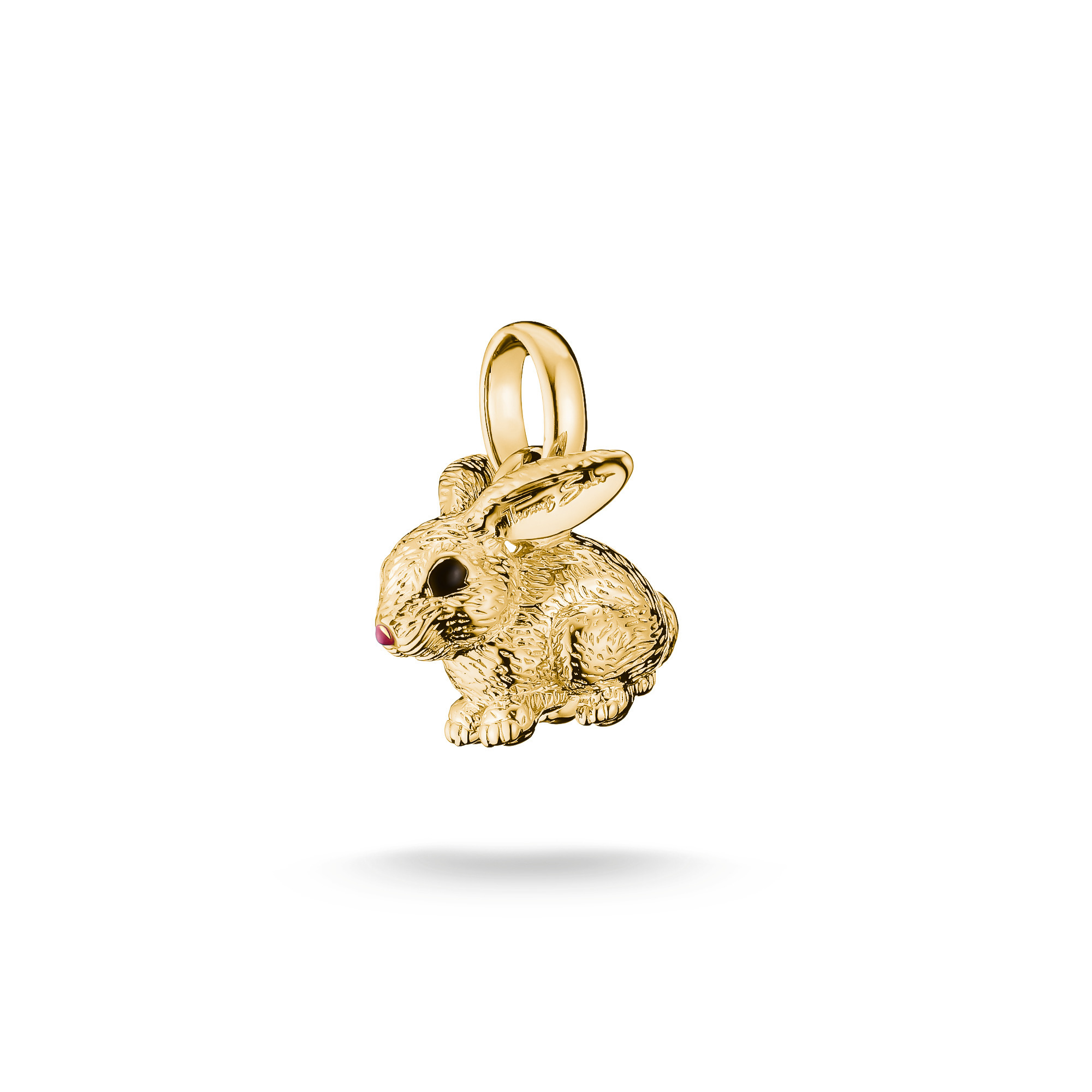 Charm Hase aus 18k Gelbgold Vergoldung mit Kaltemail von Thomas Sabo, niedlich gestaltet mit detaillierter Felltextur und kleinen schwarzen Augen, ideal für elegante Schmuckkollektionen.