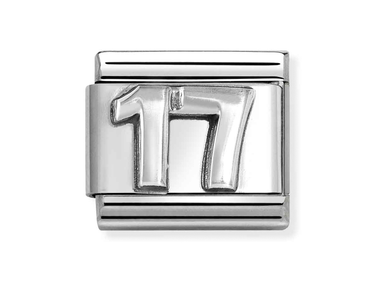 Nomination Sterling Silber 330101 76 - 17 Element - Classic Silber Element Classic Silber aus Sterling Silber mit der Nummer 17, gefertigt von Nomination, Neuheit für kreative Schmuckgestaltungen, geeignet für Armbänder und persönliche Stylings.