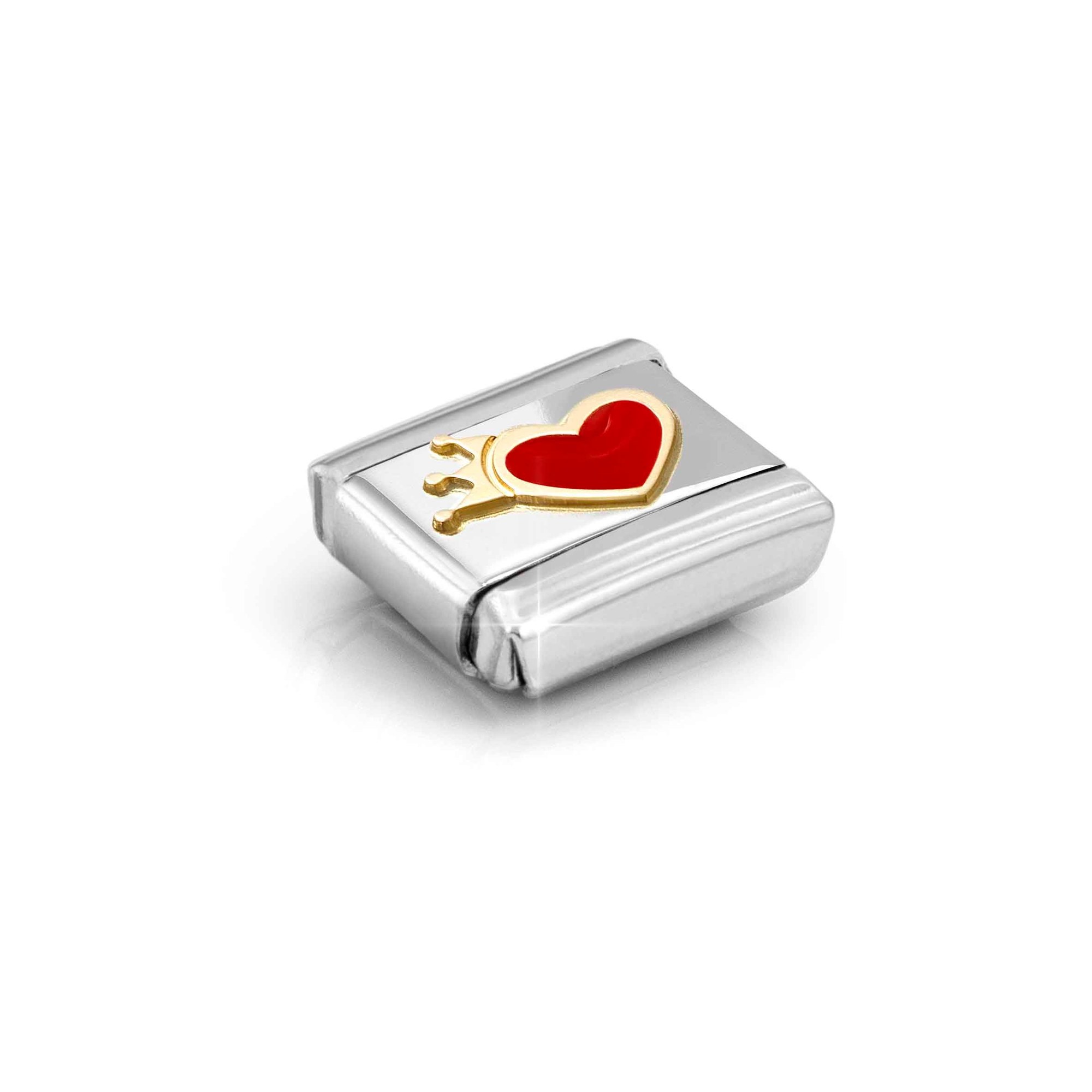 Nomination Composable Classic Charm Herz mit Krone rot - Edelstahl, Gelbgold, Emaille – Ansicht 3