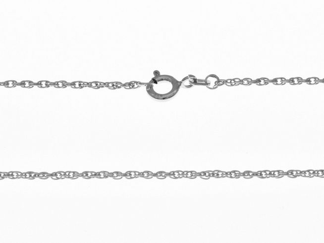 Silberkette aus rhodiniertem Sterling Silber, Kordelkette mit einer Stärke von 1,1 x 1,1 mm und einer Länge von 45 cm, Hersteller Juwelier Harnisch, geeignet für Anhänger bis 1,9 mm.