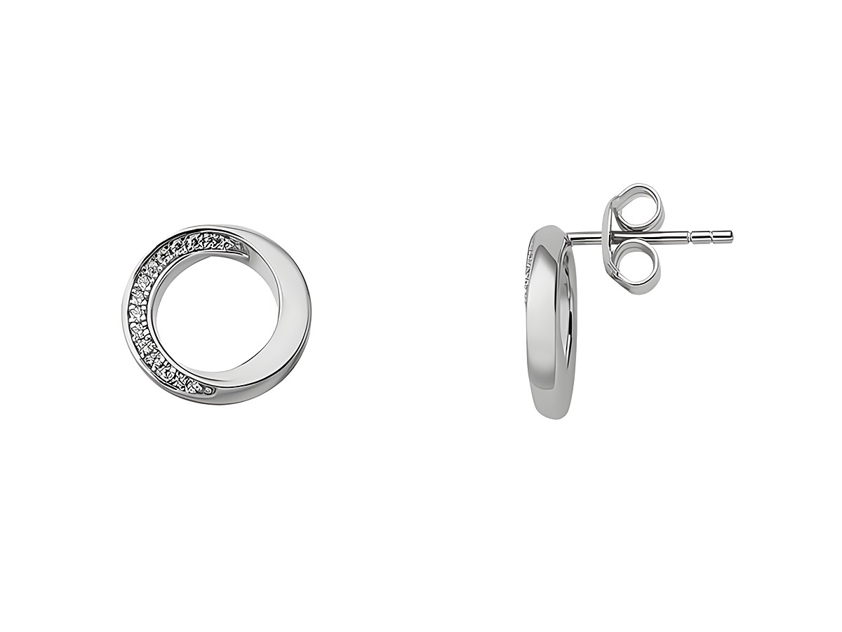 Xenox Sterling Silber Ohrringe XS2126 CLASSIC CIRCLE mit funkelnden Details und glänzender Oberfläche, idealer Ohrschmuck für jeden Anlass.
