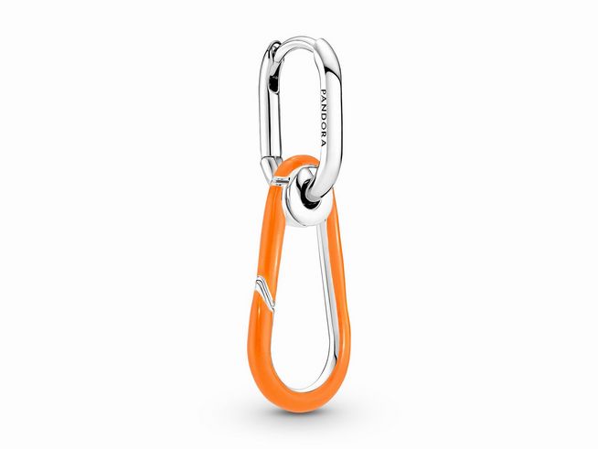 Pandora ME 291982C01 - leuchtend orangefarbener Creolen Link-Ohrring - Sterling Silber & Emaille Orange