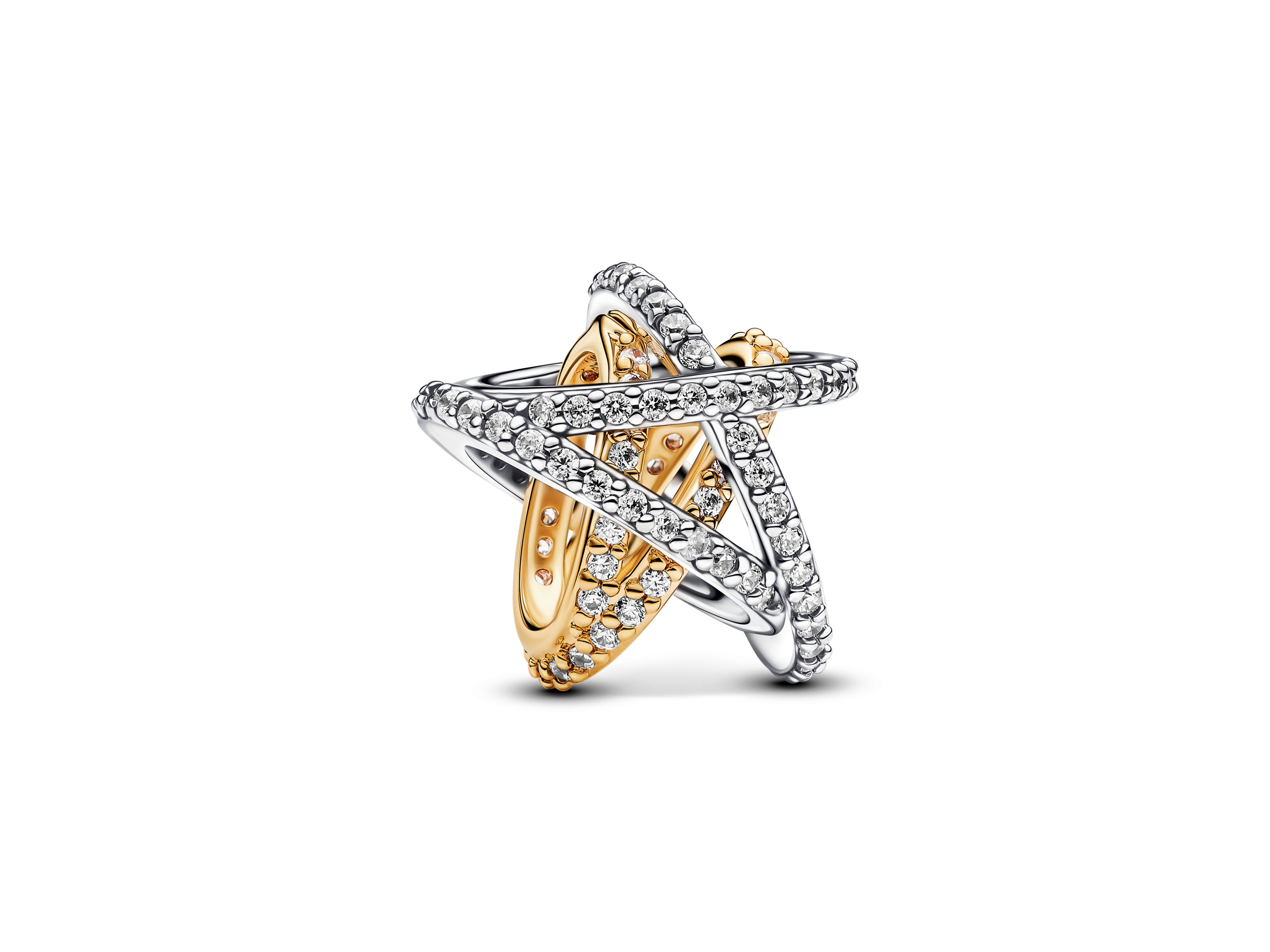 Pandora 763590C01 Sternanhänger aus Silber & Gelbgold verg. mit klarem Zirkonia Der Sternanhänger von Pandora besteht aus Silber und vergoldetem Gelbgold, verziert mit klaren Zirkonia, und zeigt ein elegantes, glitzerndes Design.