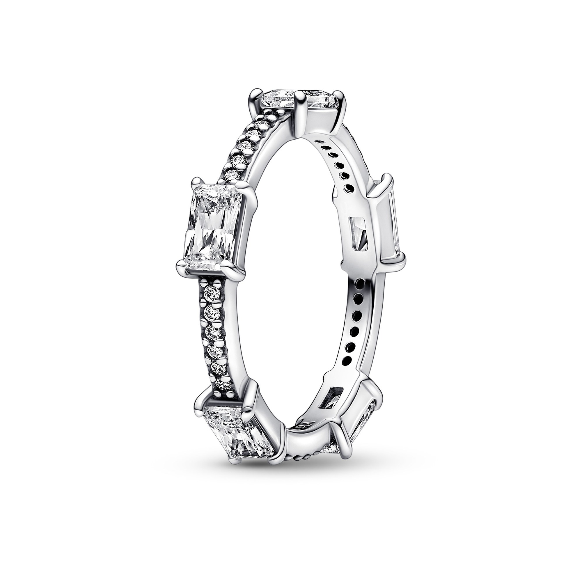 Pandora Rechteckige Steine funkelnder Pavé-Ring - Sterling Silber - Zirkonia - Klar