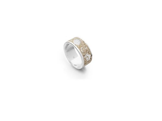 DUR Strandring Ostsee R5229.56 aus Sterling Silber in Größe 56, verziert mit maritimen Motiven und Muschelmuster, elegantes Design für maritime Liebhaber.