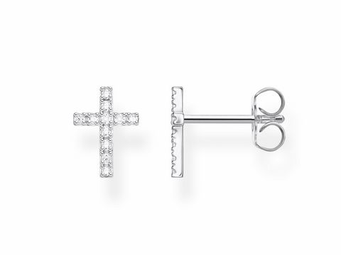 Silberne Ohrstecker in Kreuzform aus der Thomas Sabo Charming Collection mit klarem Zirkonia, stilvoll und elegant, ideal für jeden Anlass.