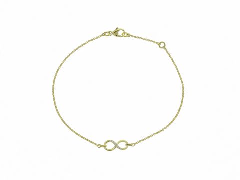 Armband mit unendlichem Zeichen aus Silber vergoldet, bezaubernd mit Stein, 19,5 cm, Hersteller Juwelier Harnisch.