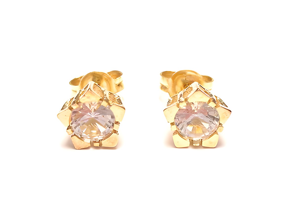 Gold Ohrringe 333 mit echtem Bergkristall von Juwelier Harnisch, in floralem Design mit weiteren funkelnden Steinen, elegant und zeitlos, ideal für jeden Anlass.