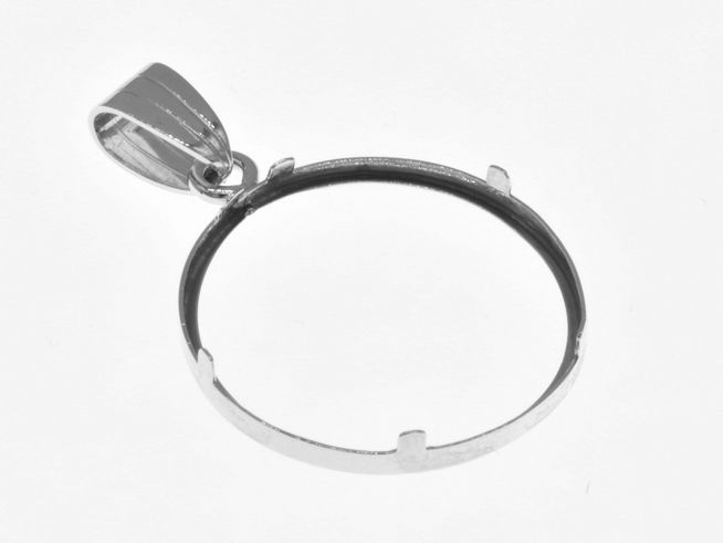 Schlichter Anhänger aus 925 Sterling Silber, rhodiniert, geeignet für Münzen bis 23 mm Durchmesser, Modell von Juwelier Harnisch. Ideal für die individuelle Gestaltung.