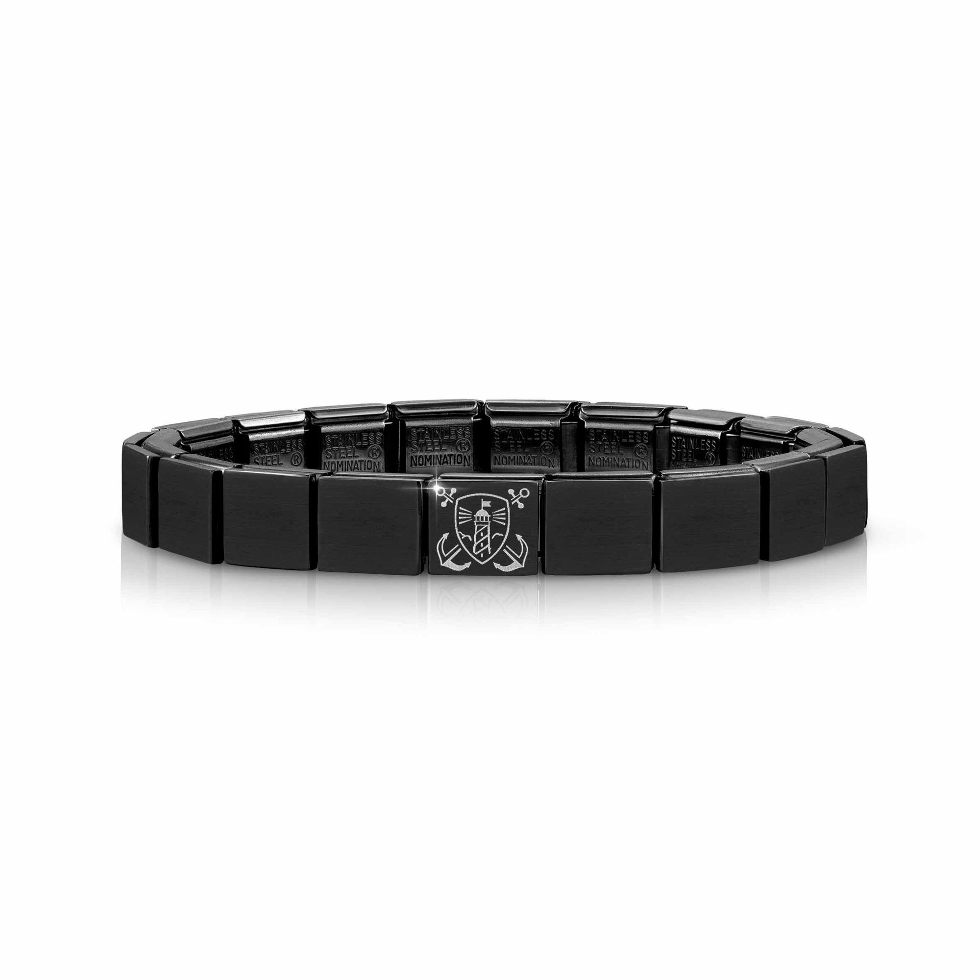 Nomination GLAM Armband - Edelstahl - schwarz PVD-besch. - Schild mit Leuchtturm