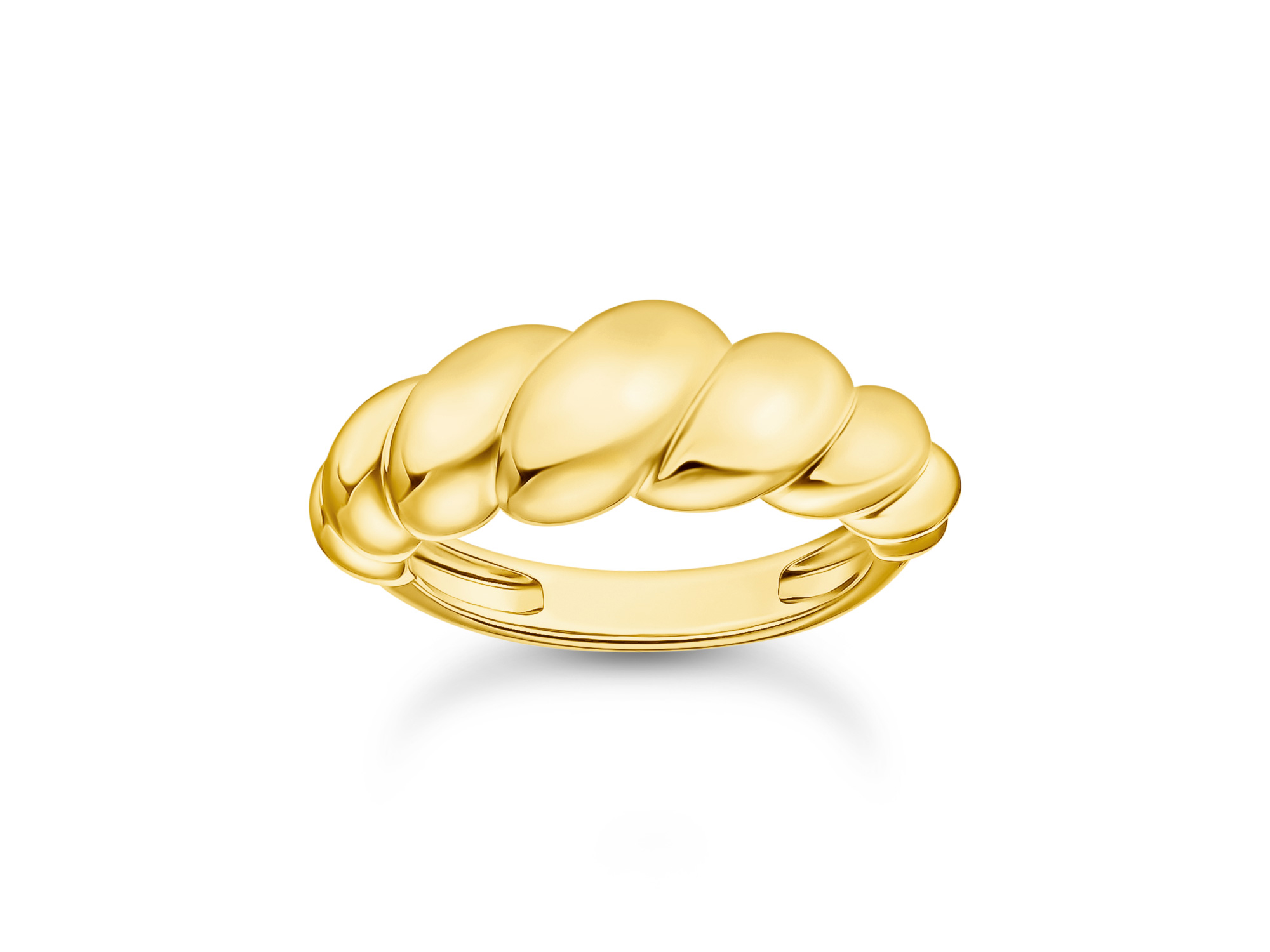 Thomas Sabo Ring TR2494-413-39-50 in Silber vergoldet zeigt ein elegantes, geschwungenes Design mit mehreren sanften Wellen. Erhältlich in Größe 50, ideal für stilvolle Akzente.
